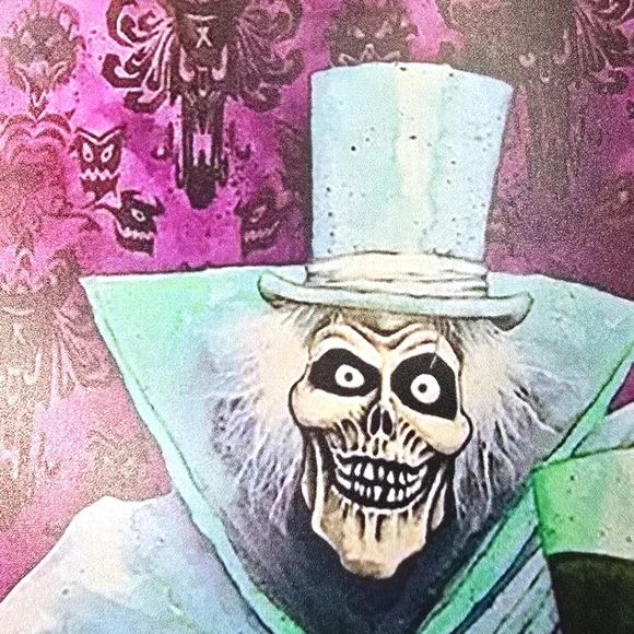 Haunted House Ghost & Head in Hat Box Tin Sign 12Hx8W - Picture 12 of 12